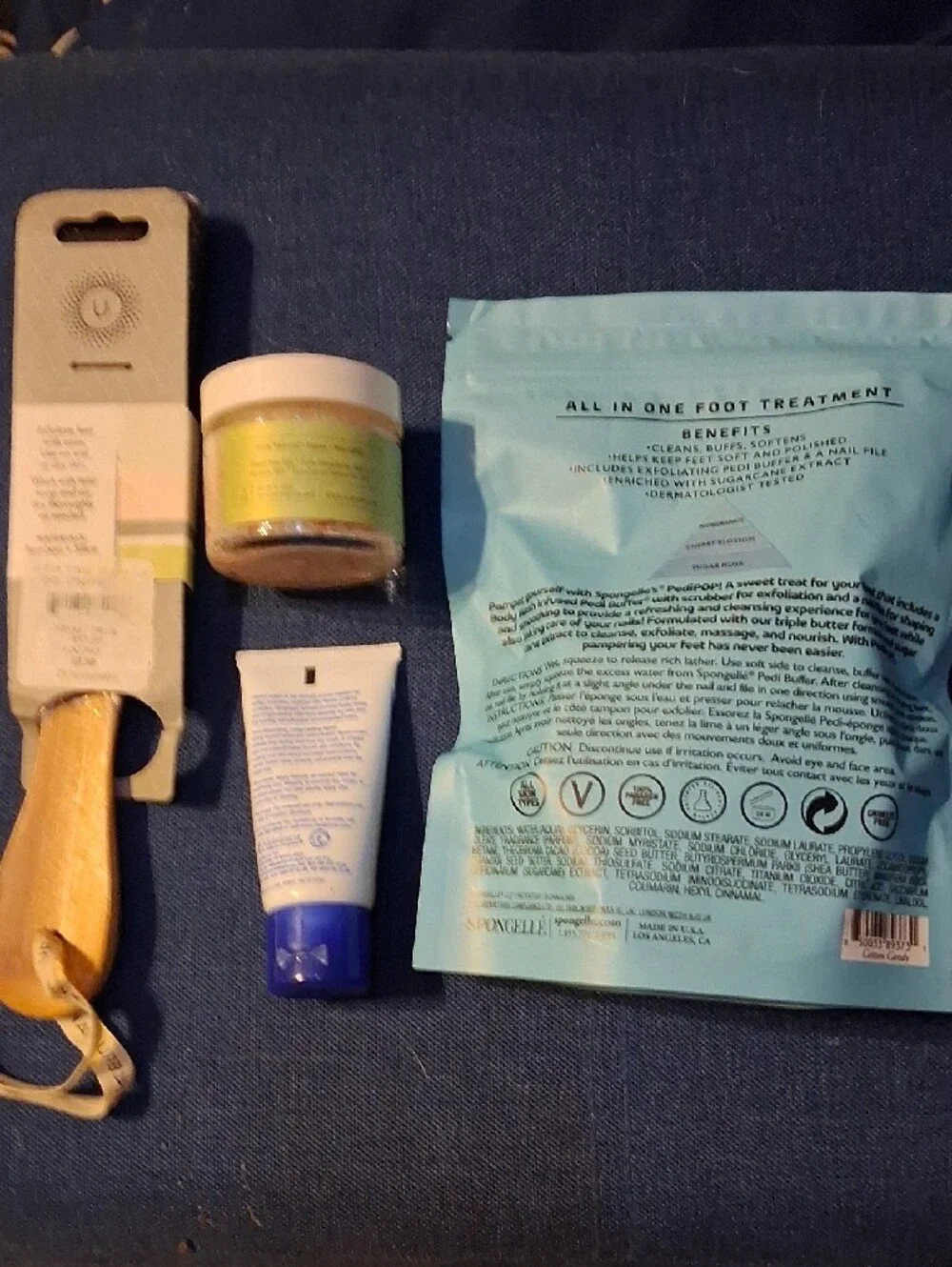 Spongellé PediPOP. Foot Sponge A Bamb00 Foot Paddle, Foot Salts, And Good Cream!
